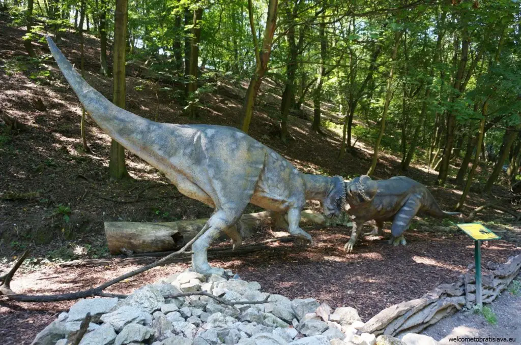 A life-size model of an extinct dinosaur