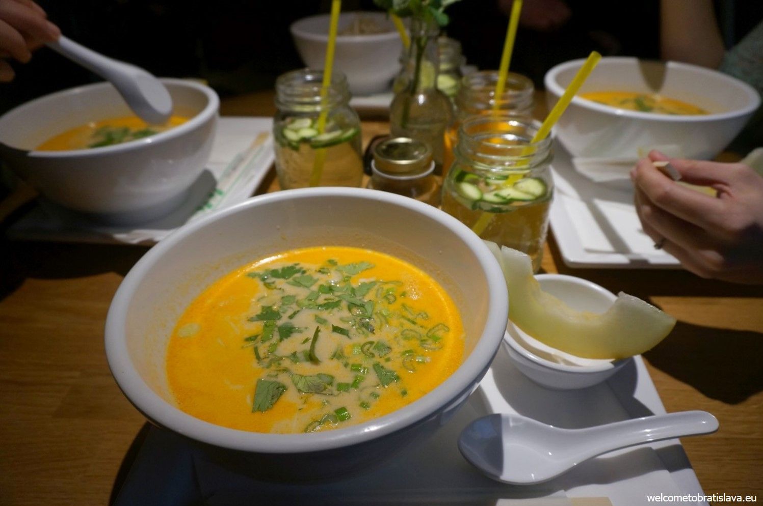 Coconut soup with chicken and noodles